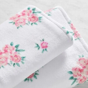 Pink Roses Printed Cotton Towel - Velour NEW - by LoveShackFancy -16”x27”